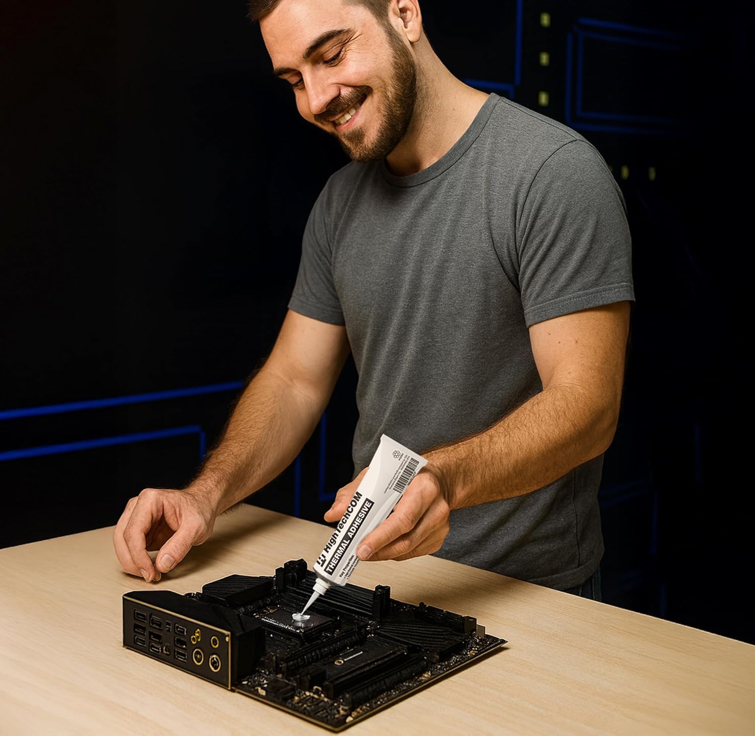 HighTechCOM 2W/mK Wärmeleitkleber, Flüssig 100g - Ultimativer Kühlkörperkleber für Heatsink, LED, RAM, GPU & Leistungselektronik, Silikon mit Aluminiumbestandteilen